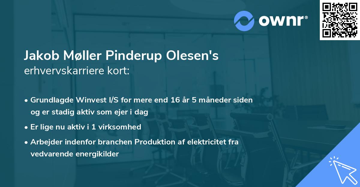 Jakob Møller Pinderup Olesen's erhvervskarriere kort