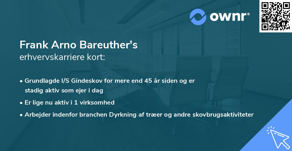 Frank Arno Bareuther's erhvervskarriere kort