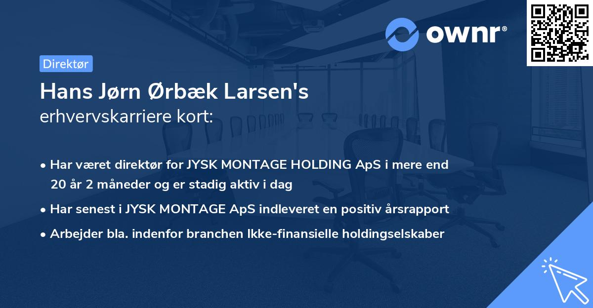 Hans Jørn Ørbæk Larsen's erhvervskarriere kort