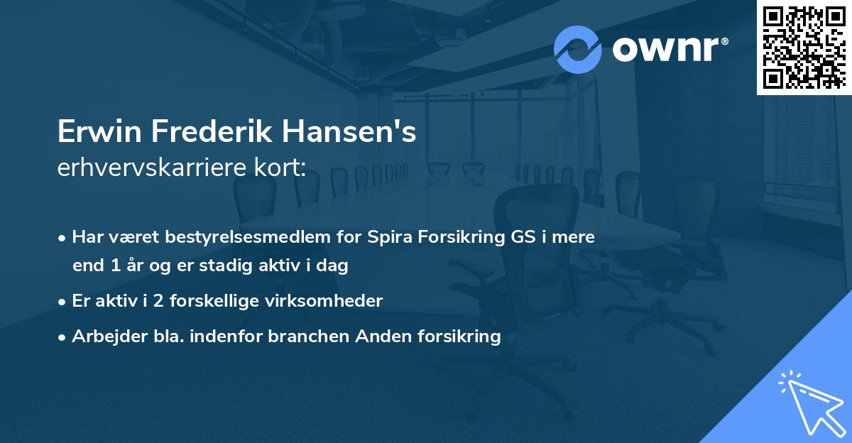 Erwin Frederik Hansen's erhvervskarriere kort