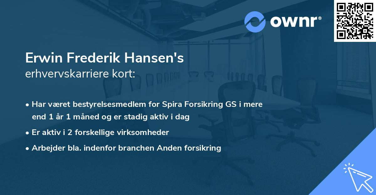 Erwin Frederik Hansen's erhvervskarriere kort
