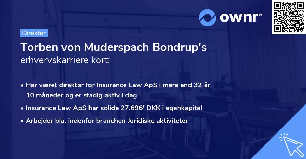 Torben von Muderspach Bondrup's erhvervskarriere kort