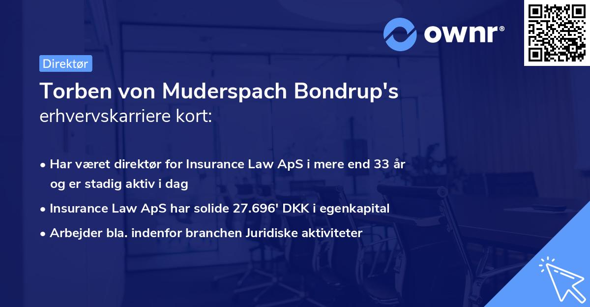 Torben von Muderspach Bondrup's erhvervskarriere kort