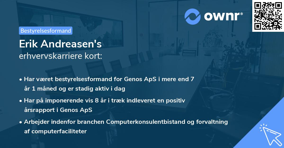 Erik Andreasen's erhvervskarriere kort
