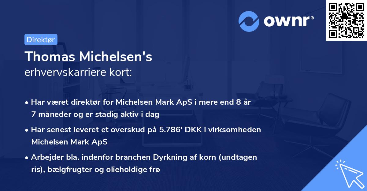 Thomas Michelsen's erhvervskarriere kort