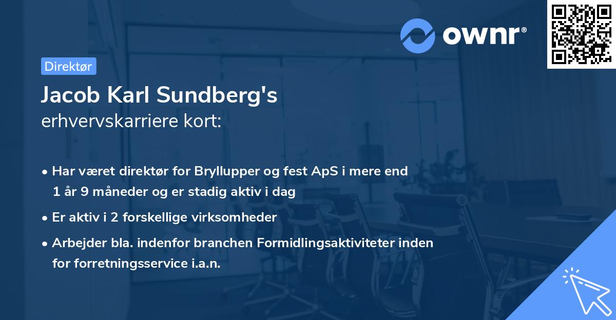 Jacob Karl Sundberg's erhvervskarriere kort