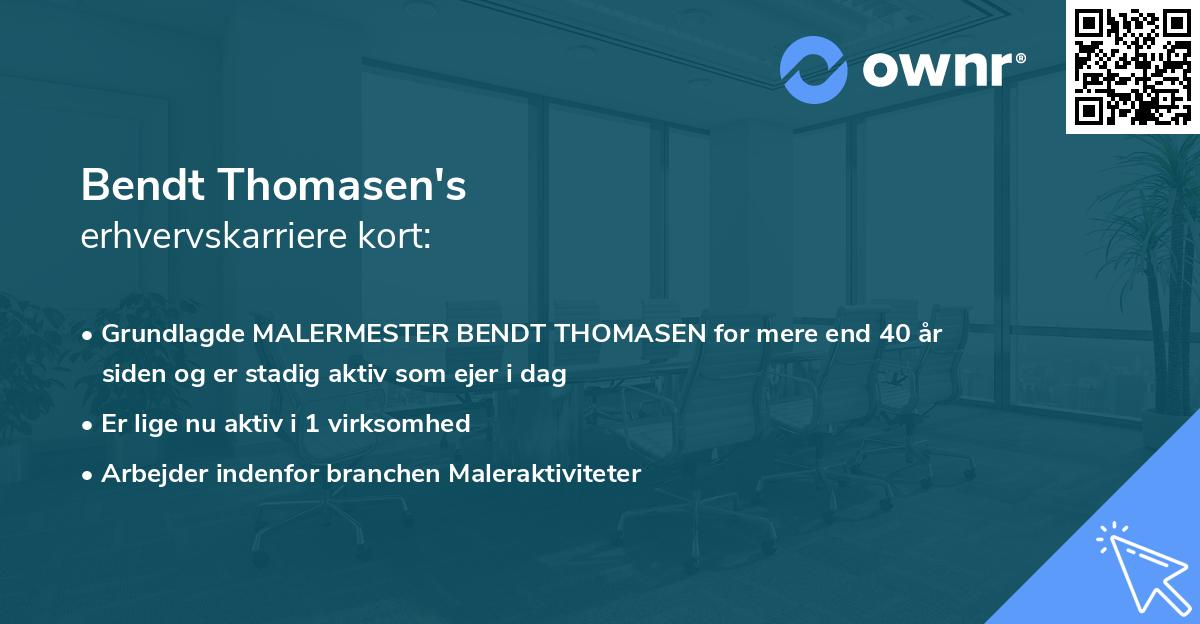 Bendt Thomasen's erhvervskarriere kort