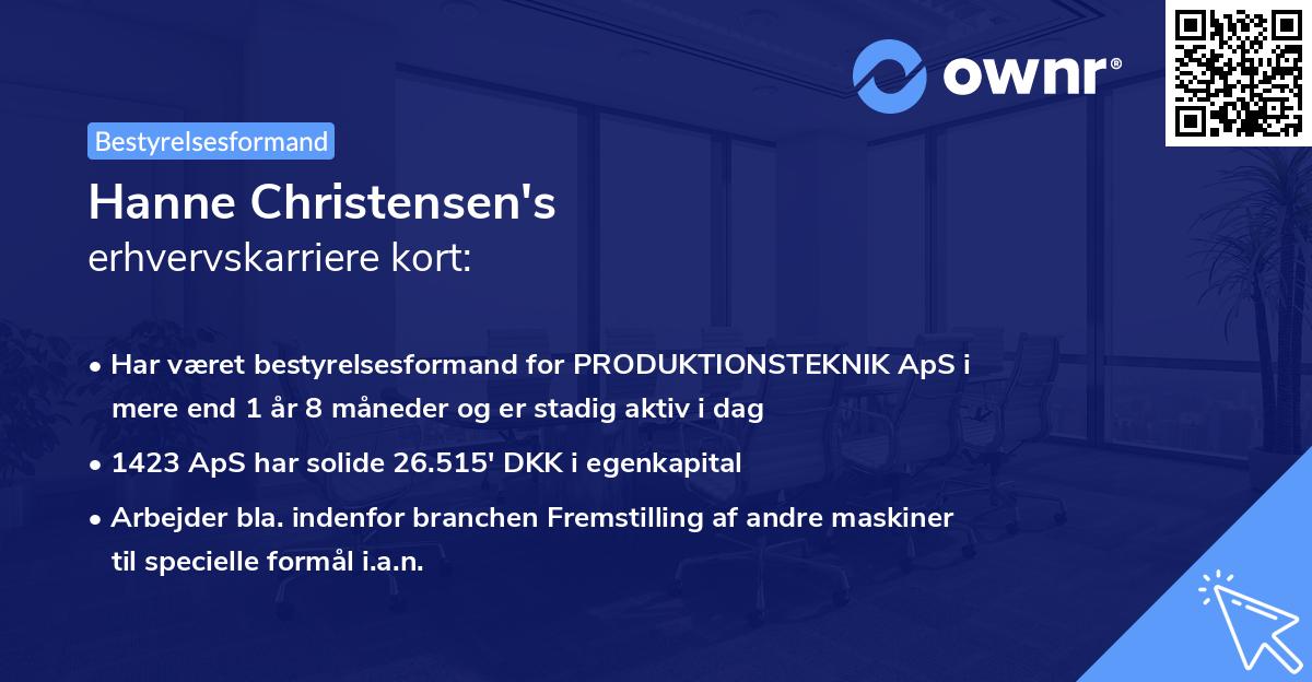 Hanne Christensen's erhvervskarriere kort
