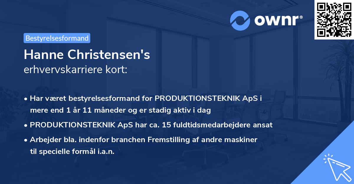 Hanne Christensen's erhvervskarriere kort