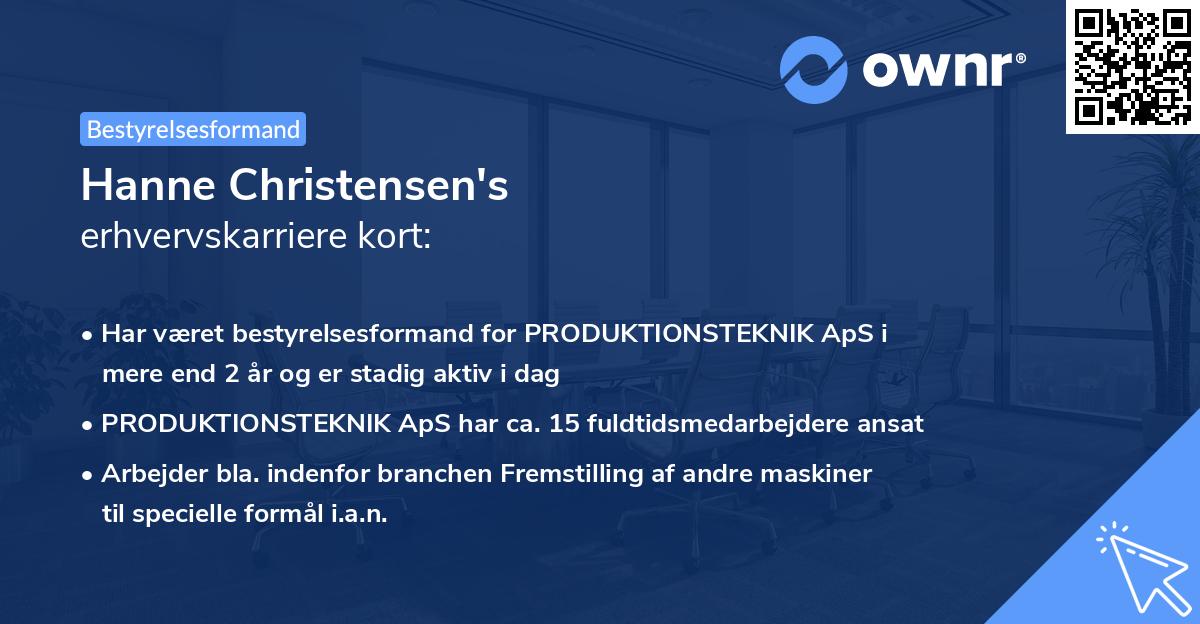 Hanne Christensen's erhvervskarriere kort