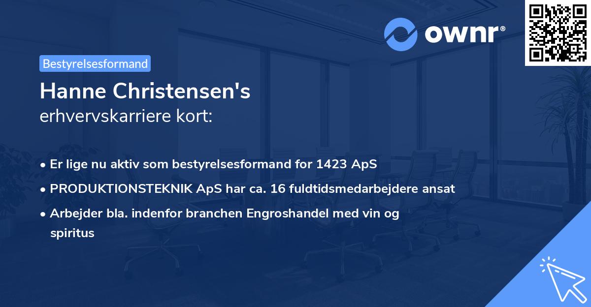 Hanne Christensen's erhvervskarriere kort
