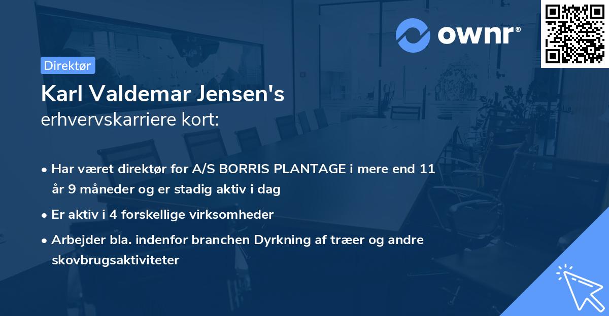 Karl Valdemar Jensen's erhvervskarriere kort