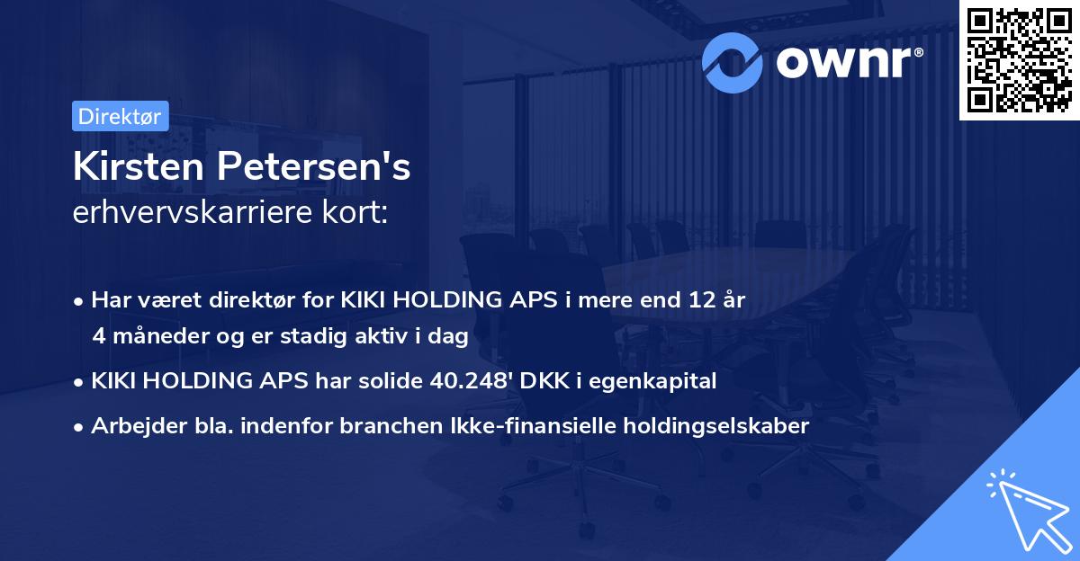 Kirsten Petersen's erhvervskarriere kort
