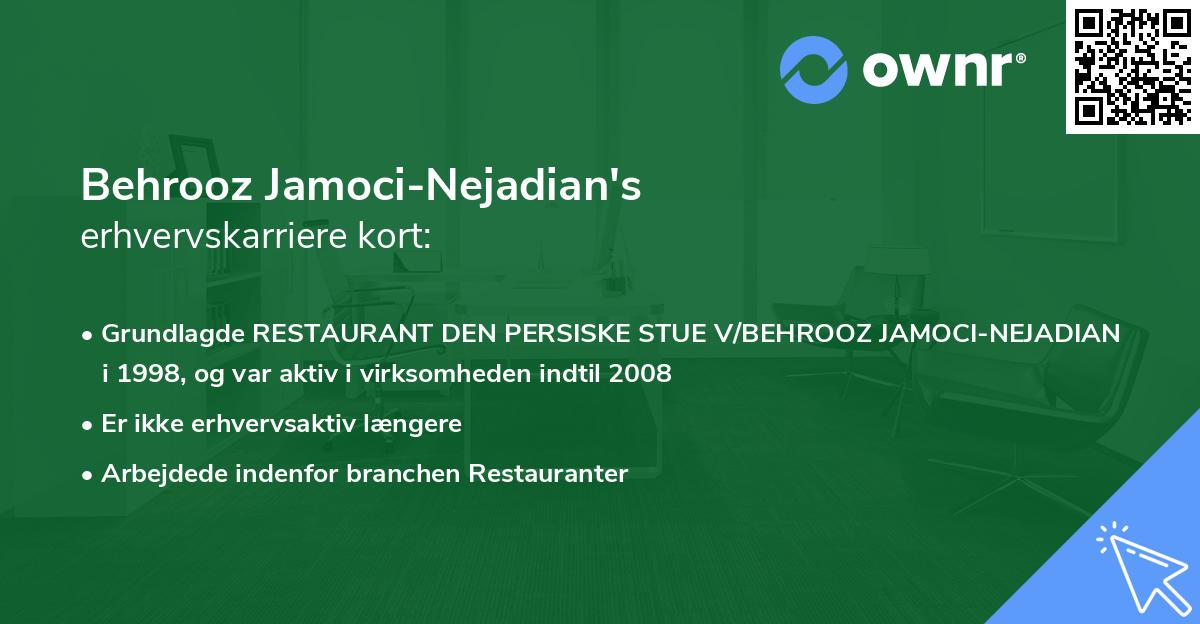 Behrooz Jamoci-Nejadian's erhvervskarriere kort