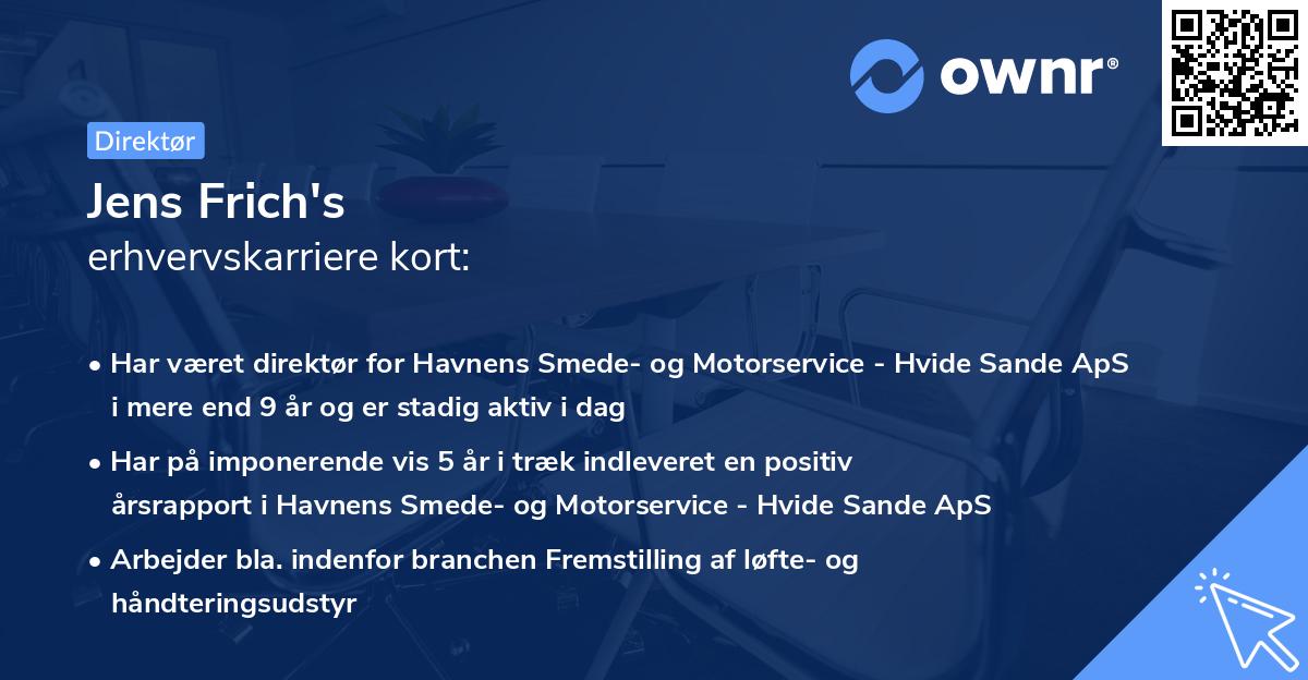 Jens Frich's erhvervskarriere kort