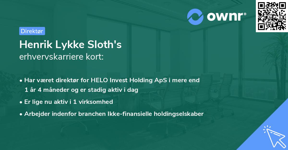 Henrik Lykke Sloth's erhvervskarriere kort