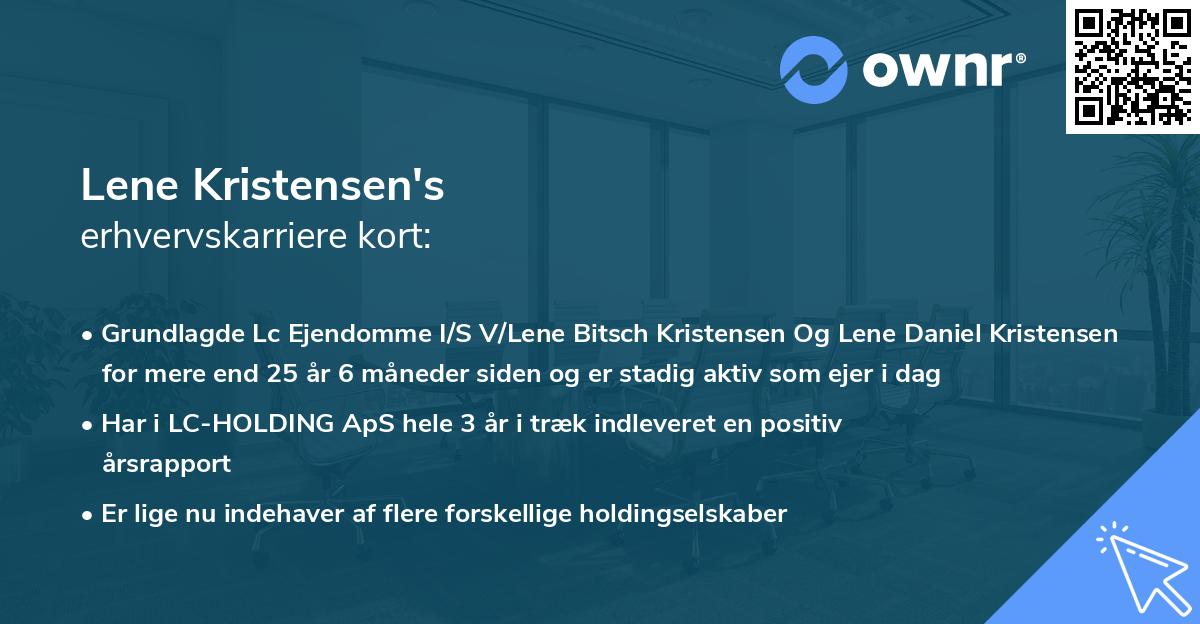 Lene Kristensen's erhvervskarriere kort