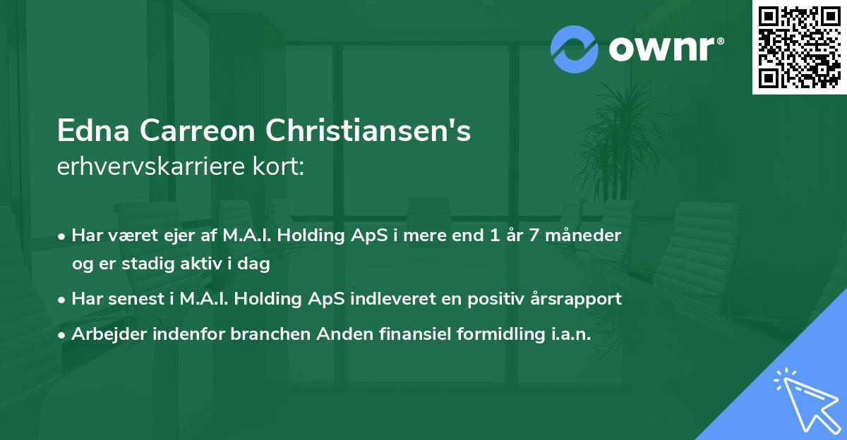 Edna Carreon Christiansen's erhvervskarriere kort