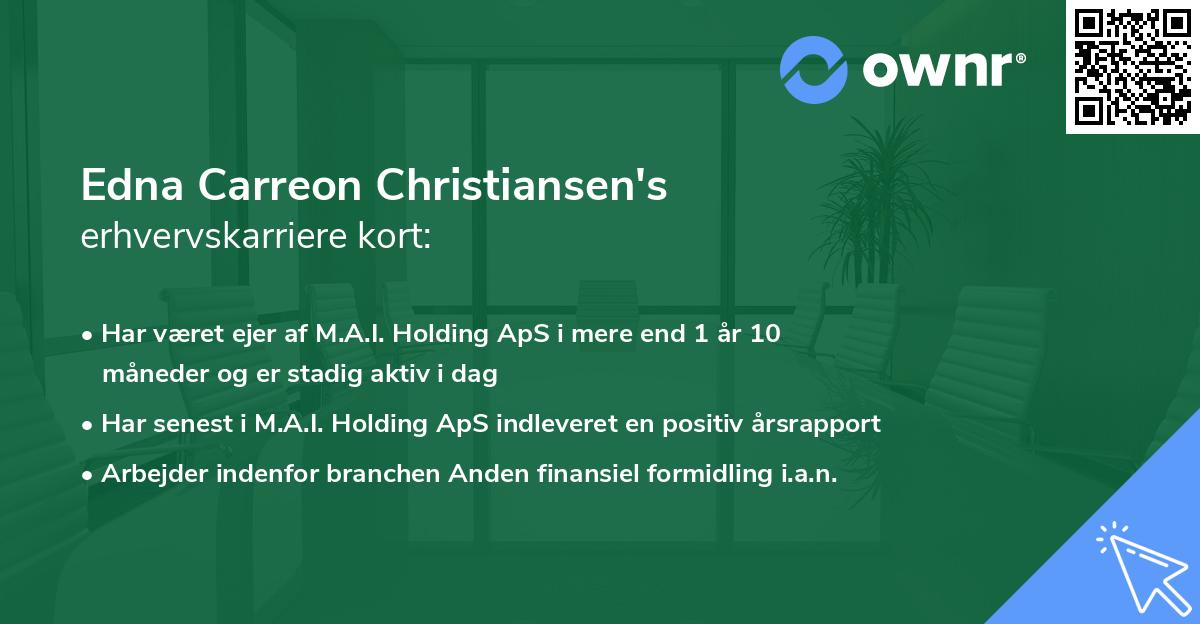 Edna Carreon Christiansen's erhvervskarriere kort