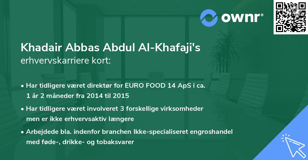 Khadair Abbas Abdul Al-Khafaji's erhvervskarriere kort