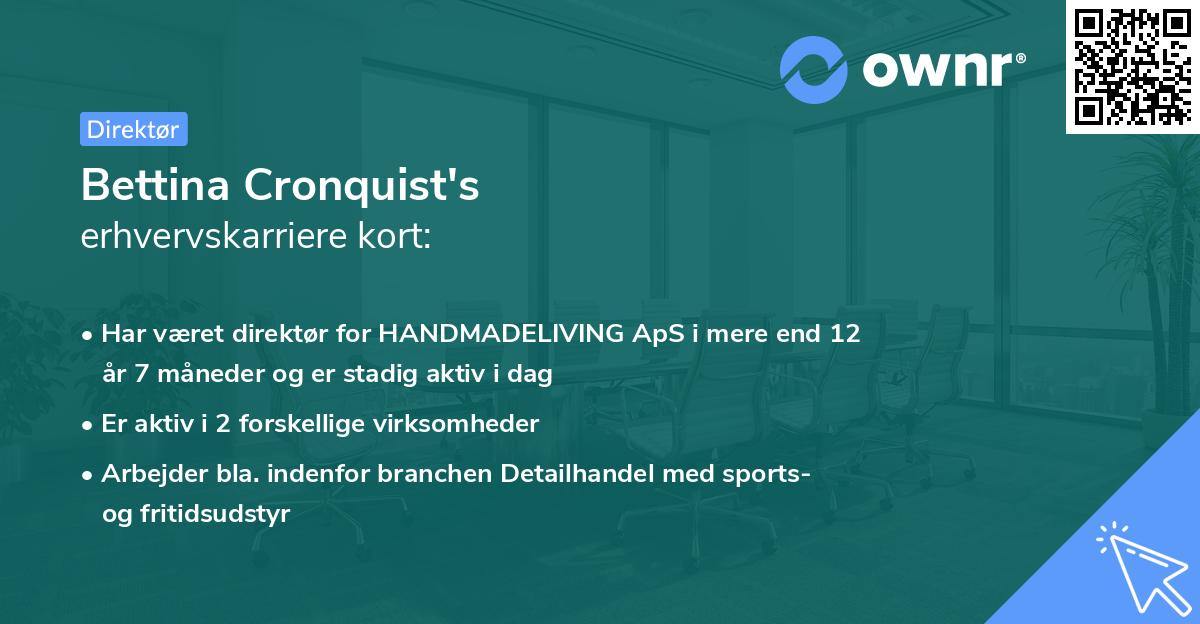 Bettina Cronquist's erhvervskarriere kort