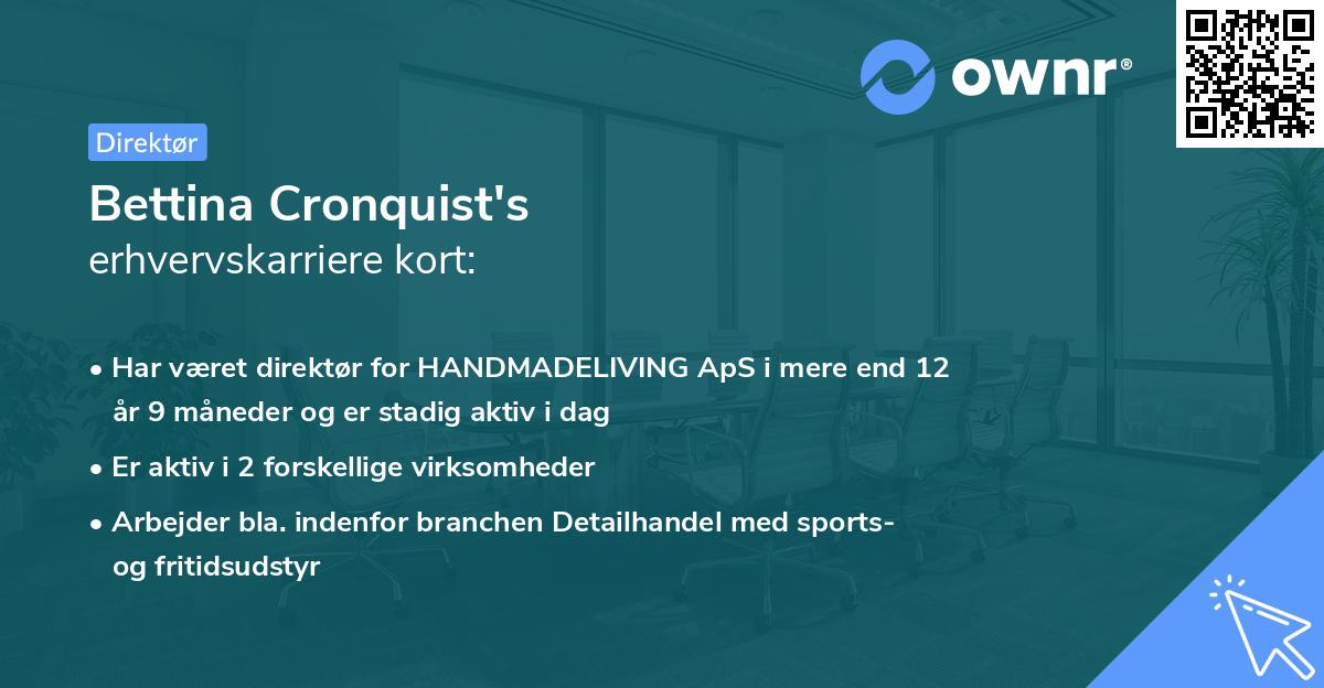 Bettina Cronquist's erhvervskarriere kort