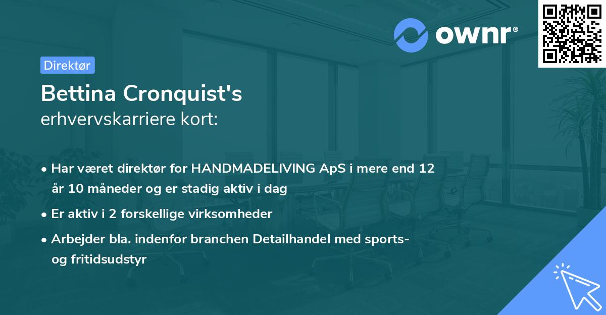 Bettina Cronquist's erhvervskarriere kort
