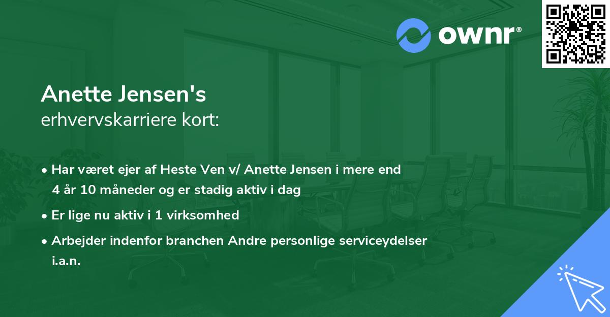 Anette Jensen's erhvervskarriere kort