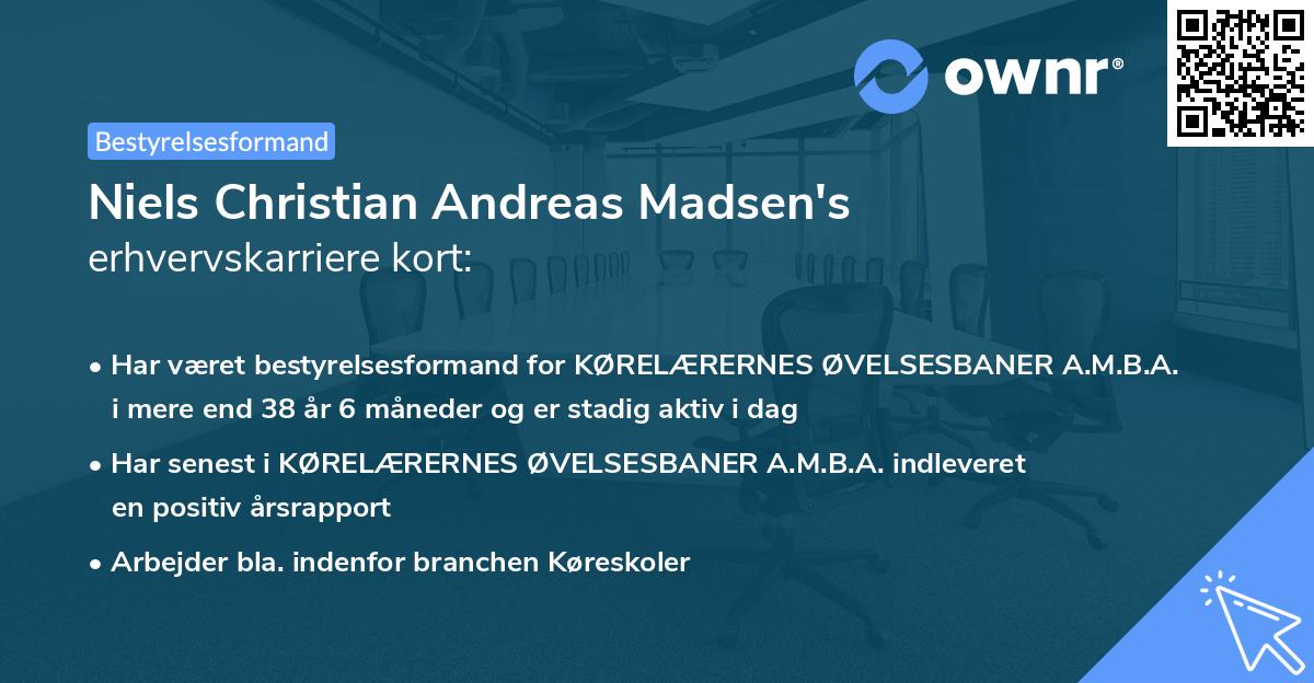 Niels Christian Andreas Madsen's erhvervskarriere kort