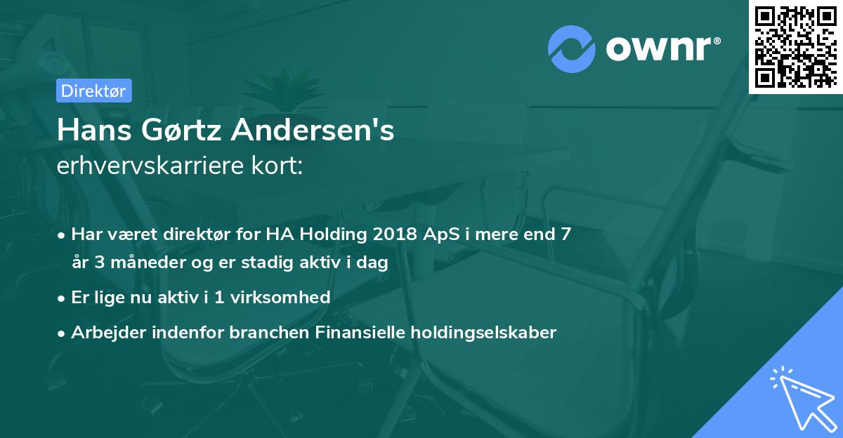 Hans Gørtz Andersen's erhvervskarriere kort