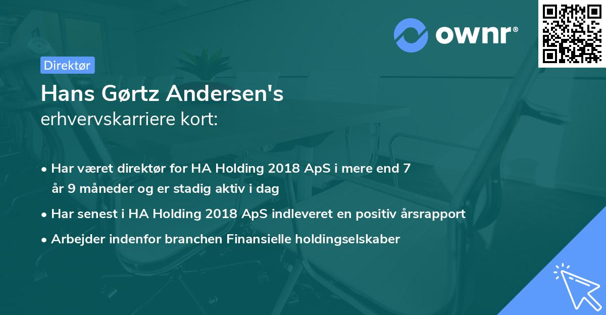 Hans Gørtz Andersen's erhvervskarriere kort
