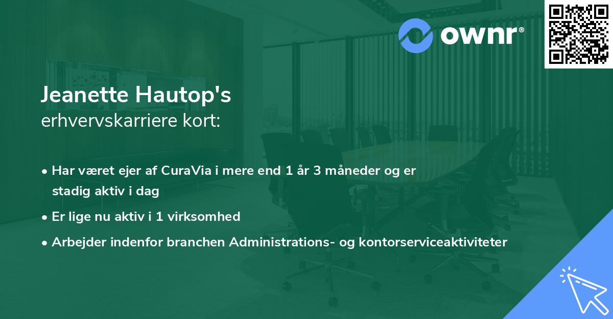 Jeanette Hautop's erhvervskarriere kort