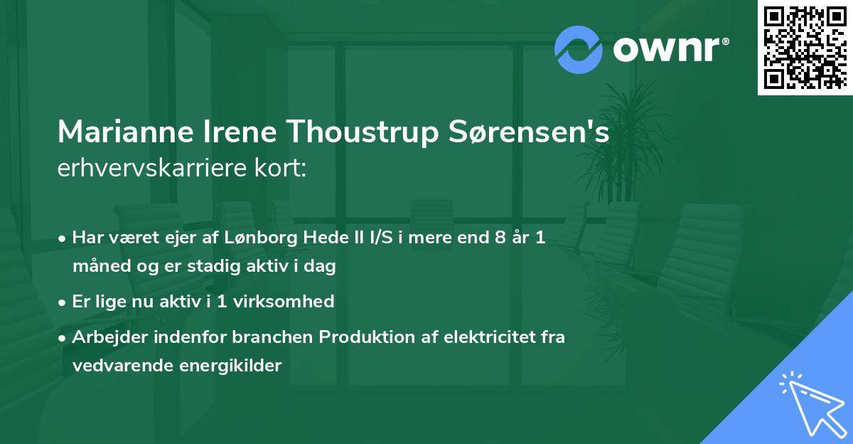 Marianne Irene Thoustrup Sørensen's erhvervskarriere kort
