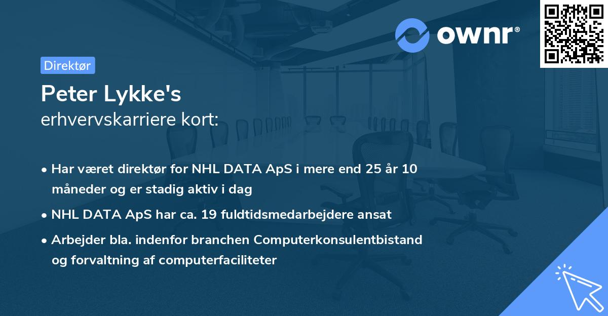 Peter Lykke's erhvervskarriere kort