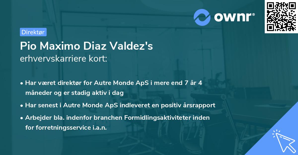 Pio Maximo Diaz Valdez's erhvervskarriere kort