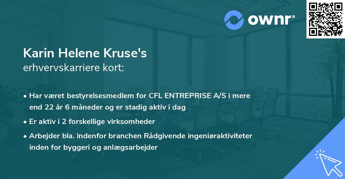 Karin Helene Kruse's erhvervskarriere kort