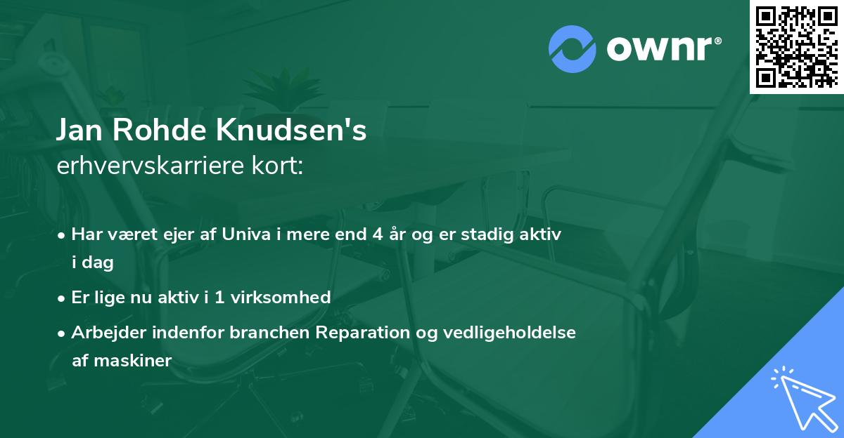 Jan Rohde Knudsen's erhvervskarriere kort
