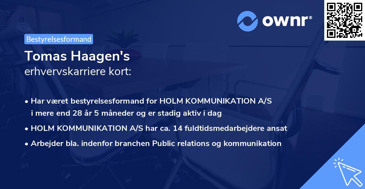 Tomas Haagen's erhvervskarriere kort
