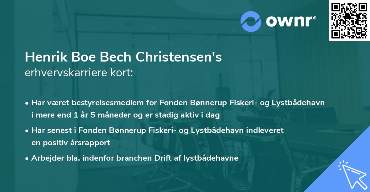 Henrik Boe Bech Christensen's erhvervskarriere kort