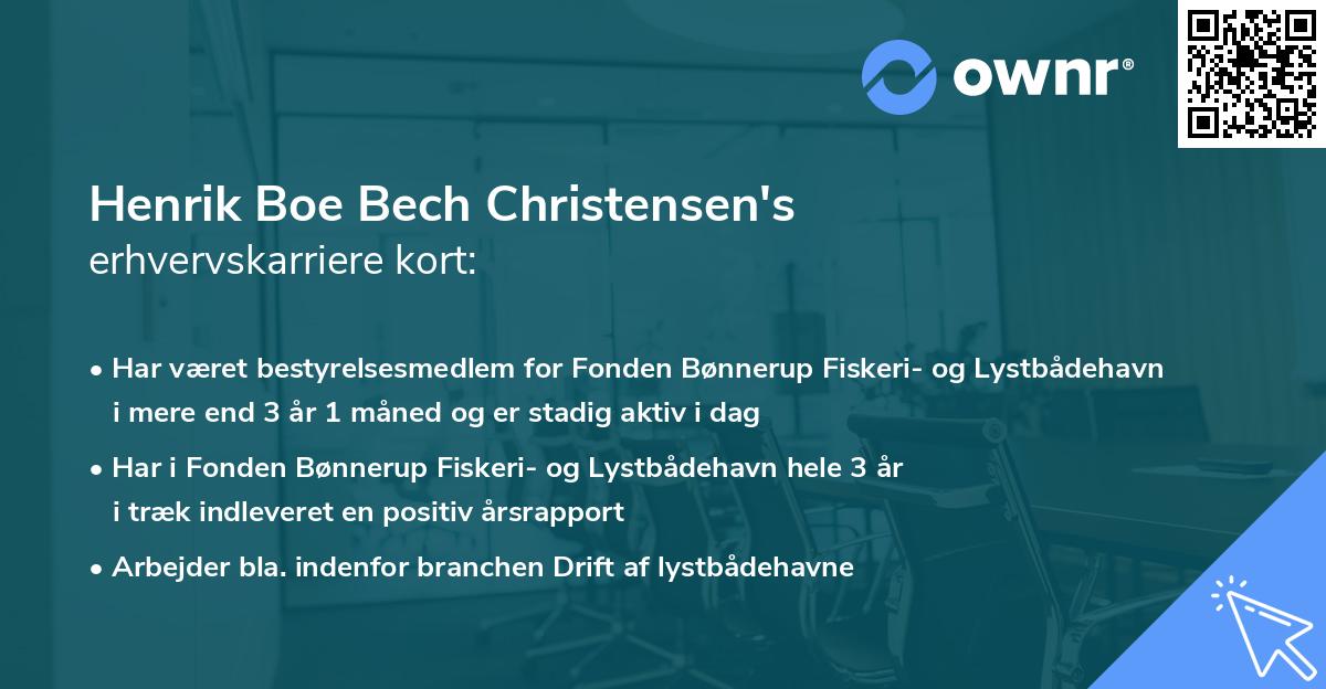 Henrik Boe Bech Christensen's erhvervskarriere kort