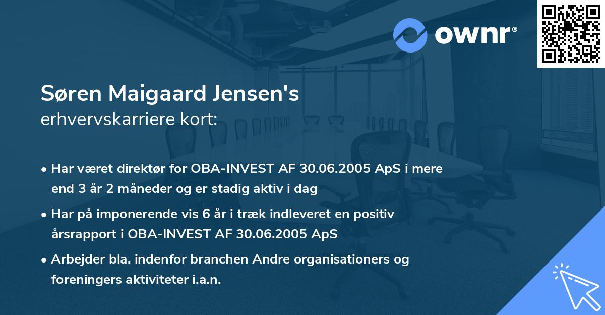 Søren Maigaard Jensen's erhvervskarriere kort