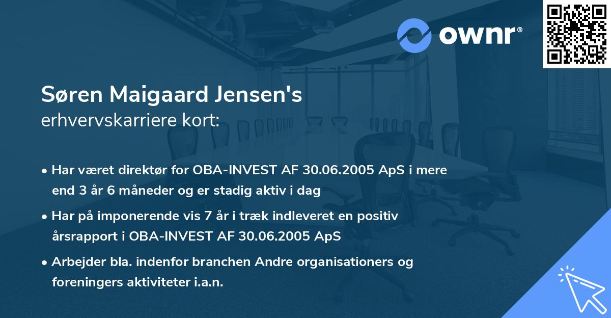 Søren Maigaard Jensen's erhvervskarriere kort