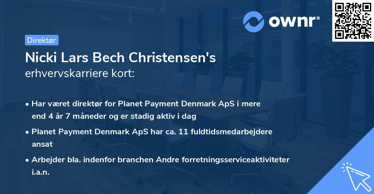 Nicki Lars Bech Christensen's erhvervskarriere kort