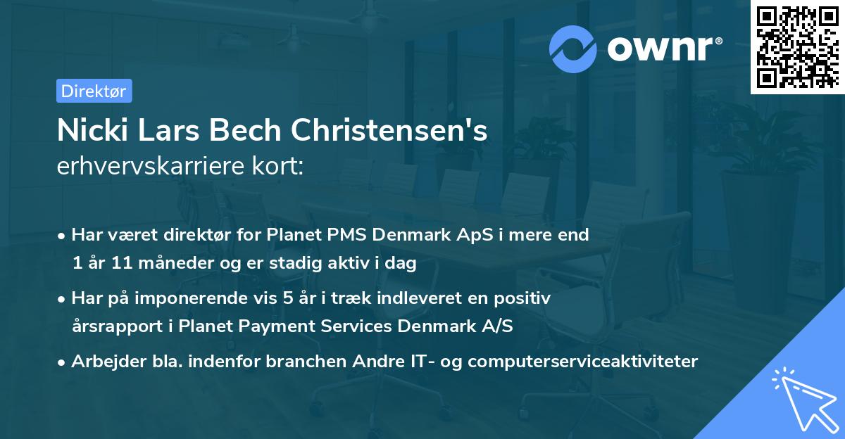 Nicki Lars Bech Christensen's erhvervskarriere kort