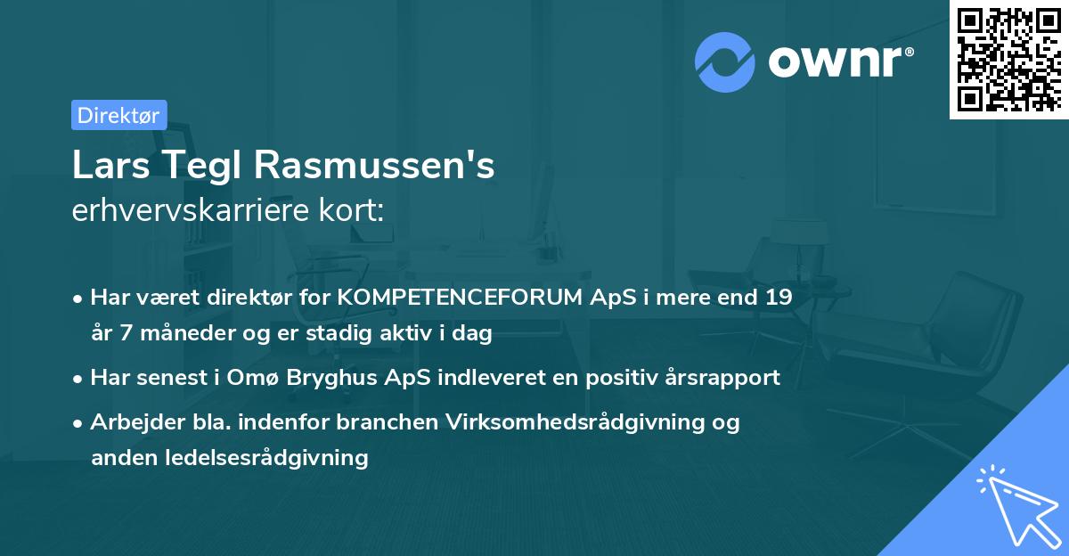 Lars Tegl Rasmussen's erhvervskarriere kort
