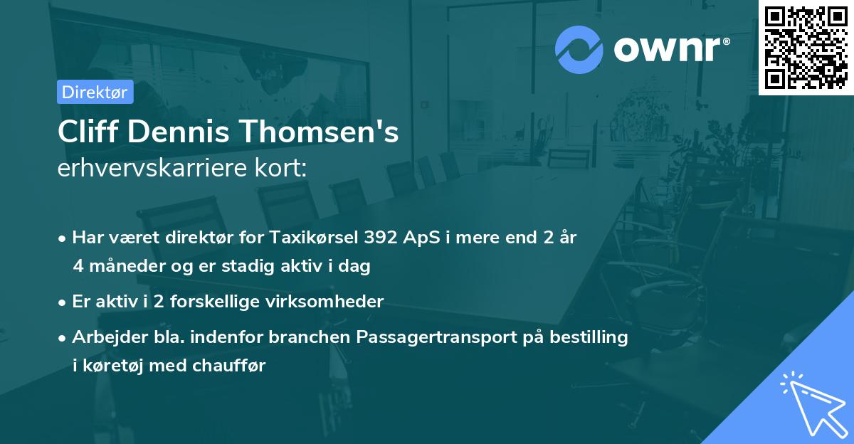 Cliff Dennis Thomsen's erhvervskarriere kort