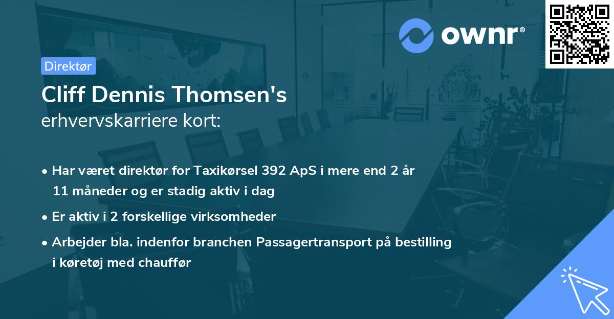 Cliff Dennis Thomsen's erhvervskarriere kort
