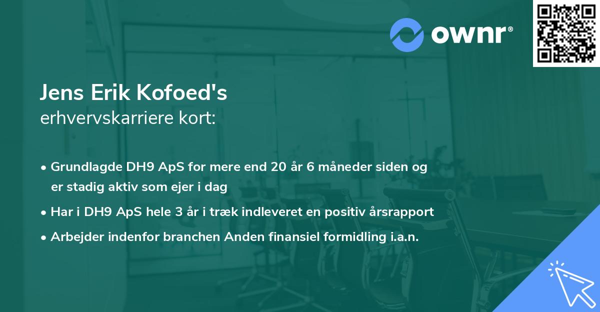 Jens Erik Kofoed's erhvervskarriere kort