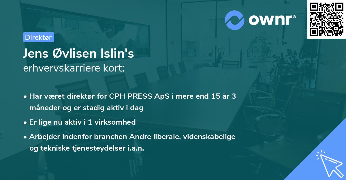 Jens Øvlisen Islin's erhvervskarriere kort