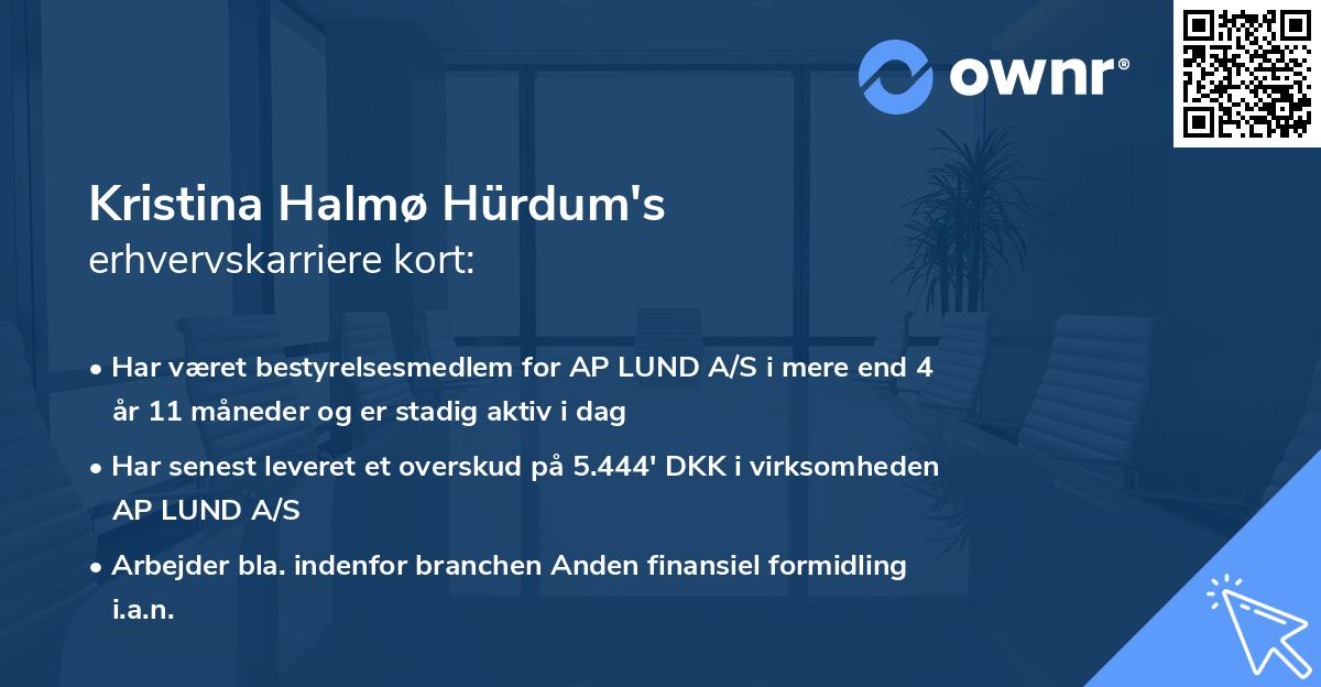Kristina Halmø Hürdum's erhvervskarriere kort